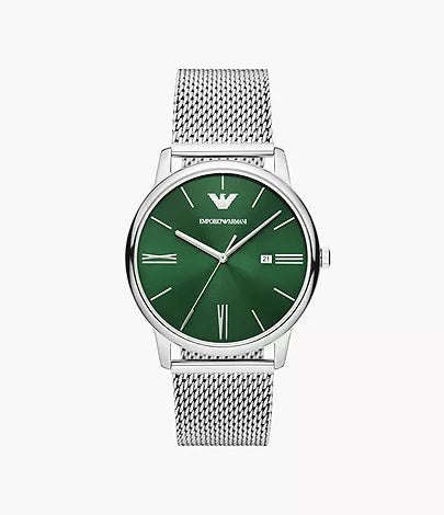 Emporio Armani Three-Hand Date Stainless Steel Mesh Men's Watch | AR11578