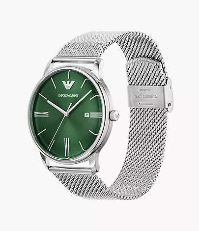 Emporio Armani Three-Hand Date Stainless Steel Mesh Men's Watch | AR11578