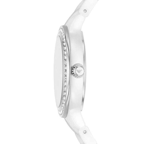 Emporio Armani Three-Hand White Ceramic Woman's Watch | AR70013