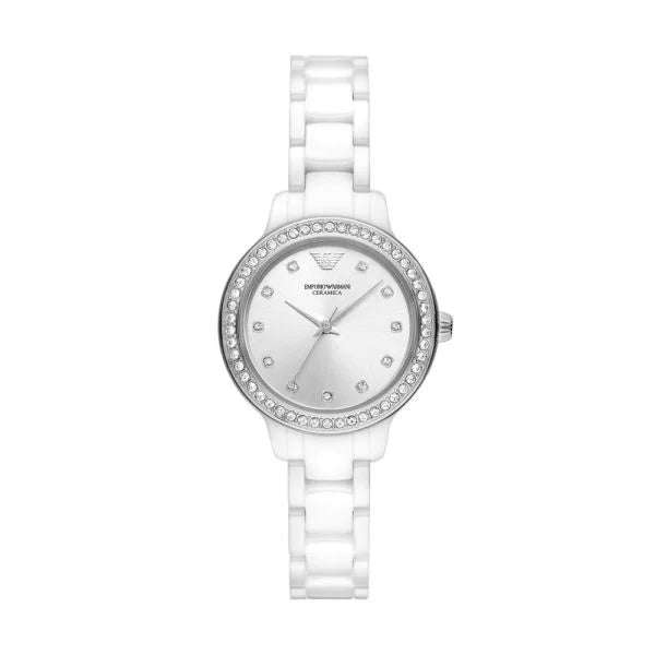 Emporio Armani Three-Hand White Ceramic Woman's Watch | AR70013
