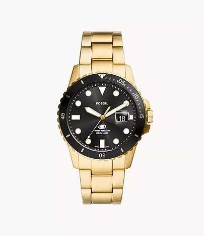 Fossil Blue Dive Three-Hand Date Gold-Tone Stainless Steel Men's Watch| FS6035