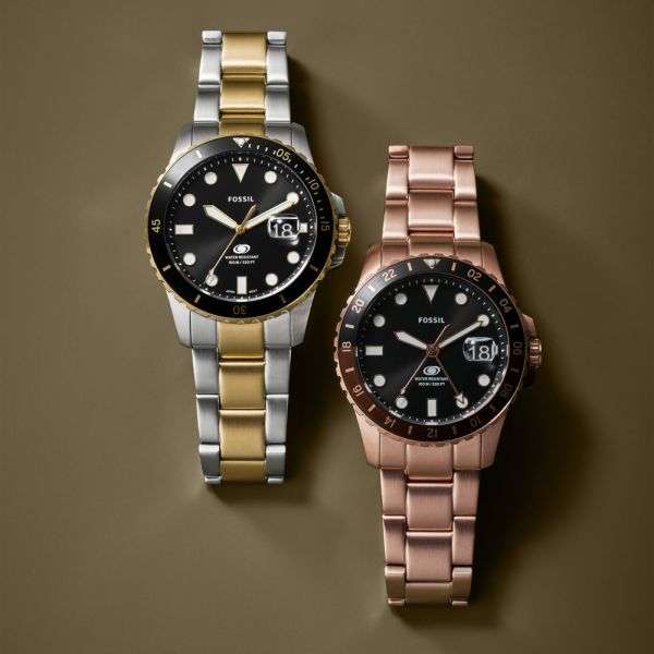 Fossil Blue GMT, Rose Gold-Tone Stainless Steel Men's Watch | FS6027