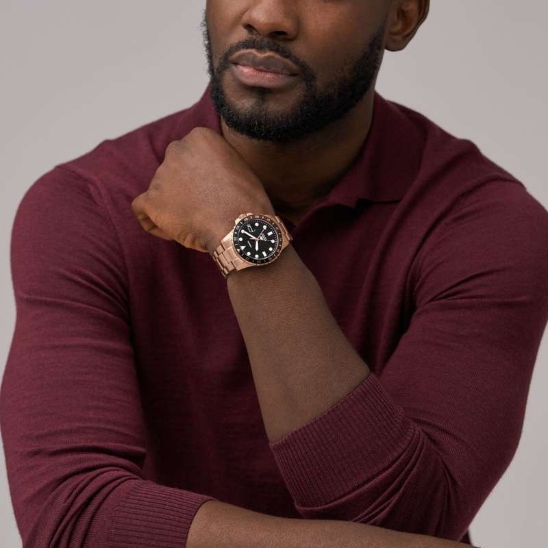 Fossil Blue GMT, Rose Gold-Tone Stainless Steel Men's Watch | FS6027