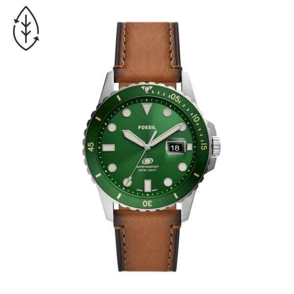 Fossil Blue Three-Hand Date Tan Eco Leather Men's Watch| FS5946