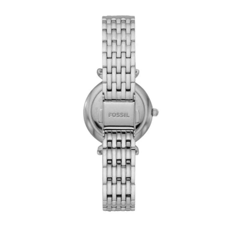 Fossil Carlie Mini Silver Round Stainless Steel Woman's Watch | ES4647