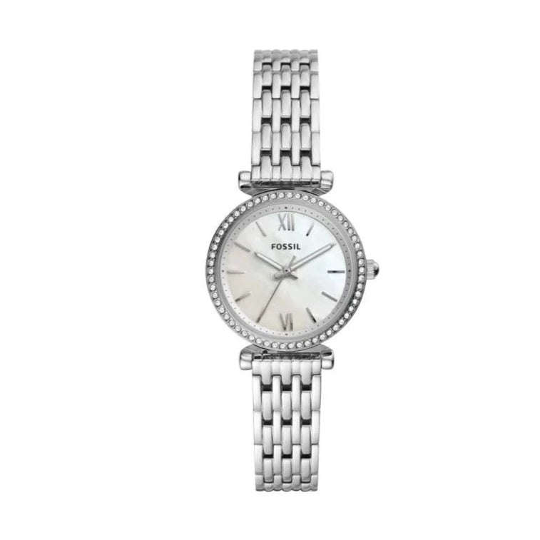 Fossil Carlie Mini Silver Round Stainless Steel Woman's Watch | ES4647