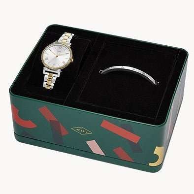 Fossil Daisy Three-Hand Two-Tone Stainless Steel Women's Watch and Bracelet Set |  ES5249SET