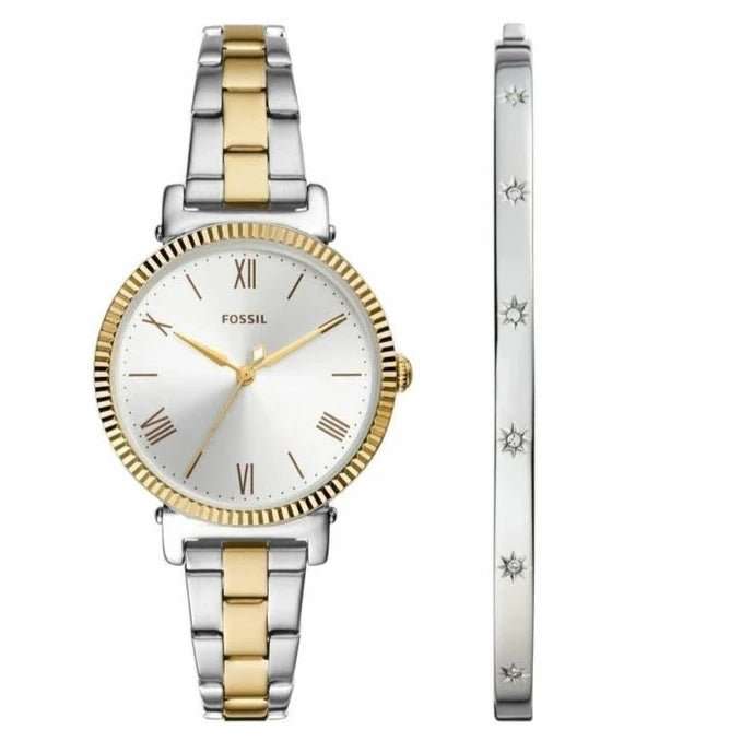 Fossil Daisy Three-Hand Two-Tone Stainless Steel Women's Watch and Bracelet Set |  ES5249SET