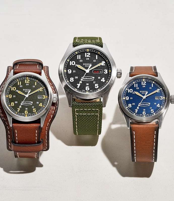 Fossil Defender Solar-Powered Luggage LiteHide Leather Men's Watch | FS5975