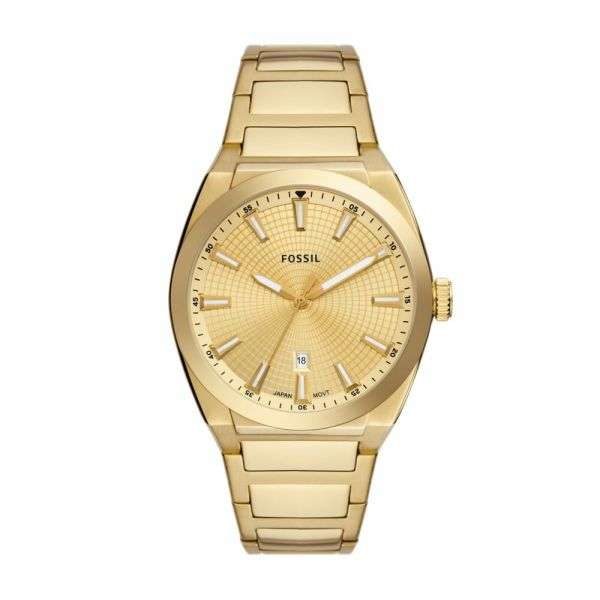 Fossil Everett Three-Hand Date Gold-Tone Stainless Steel Men's Watch | FS5965