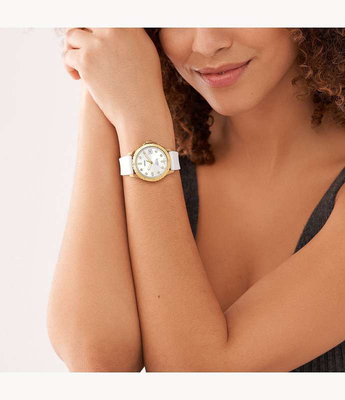 Fossil FB-01 Three-hand Date White Silicone Woman's Watch | ES5286