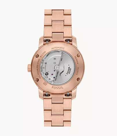 Fossil Heritage Automatic Rose Gold-Tone Stainless Steel Unisex Watch | ME3258