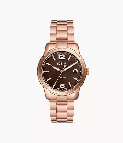 Fossil Heritage Automatic Rose Gold-Tone Stainless Steel Unisex Watch | ME3258