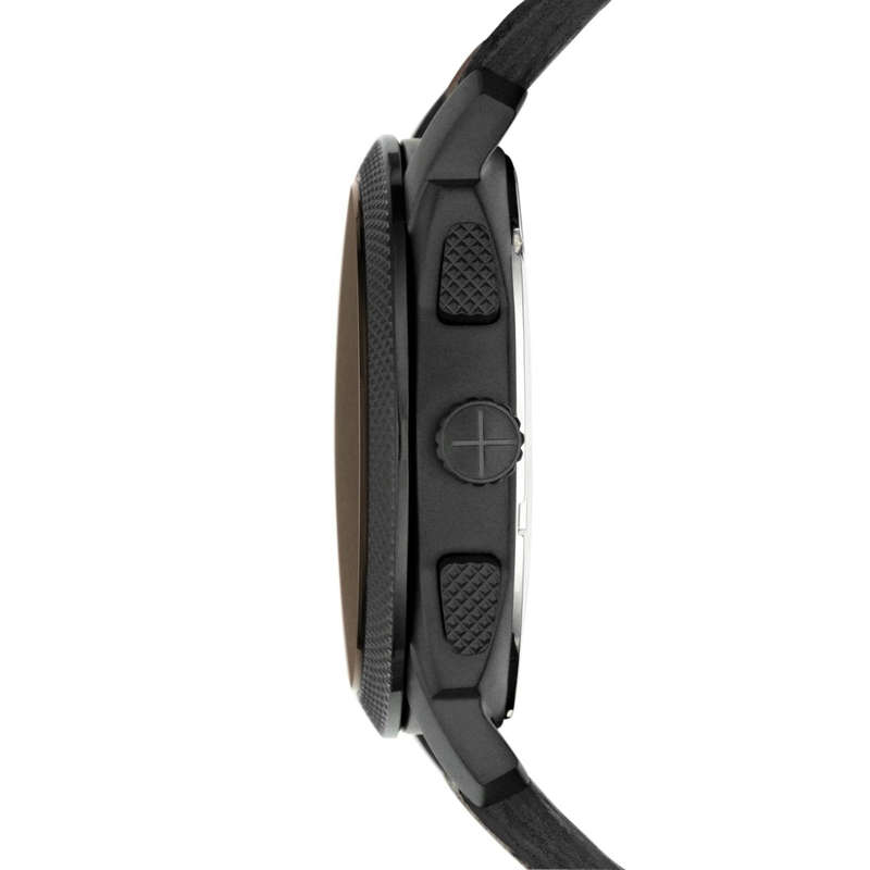 Fossil Machine Black Round Leather Men's Watch | FS4656IE