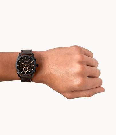 Fossil Machine Black Round Leather Men's Watch | FS4656IE