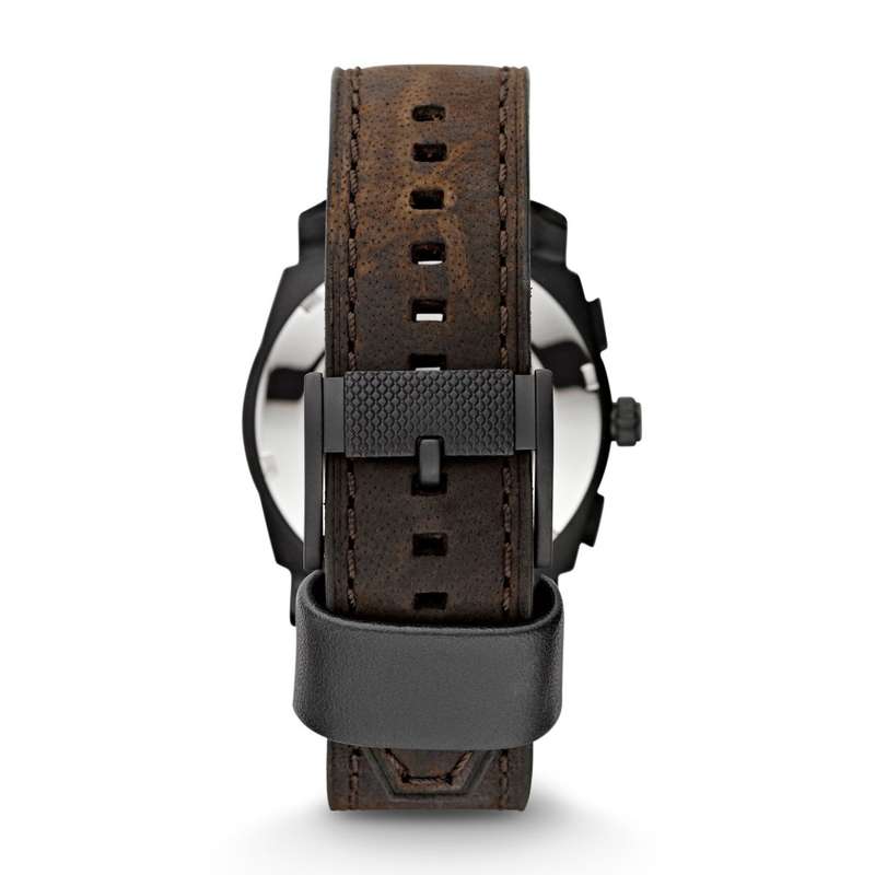 Fossil Machine Black Round Leather Men's Watch | FS4656IE