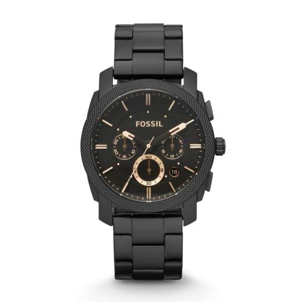 Fossil Machine Black Round Stainless Steel Men's Watch | FS4682
