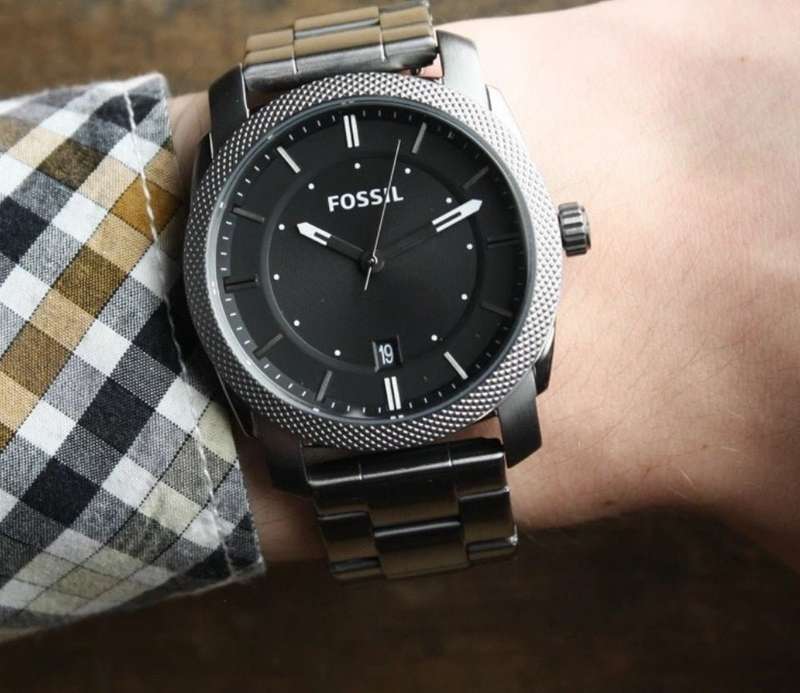 Fossil Machine Smoke Round Stainless Steel Men's Watch | FS4774