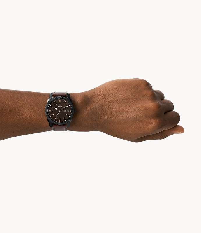 Fossil Machine Three-Hand Date Brown Leather Men's Watch | FS5901