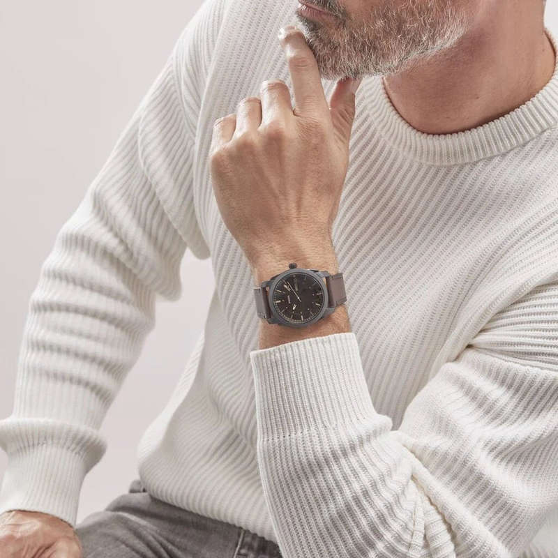 Fossil Machine Three-Hand Date Brown Leather Men's Watch | FS5901