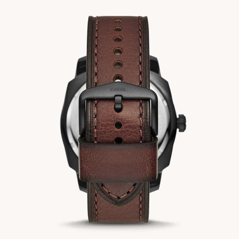 Fossil Machine Three-hand Date Dark Brown LiteHide Men's Leather Watch | FS5972