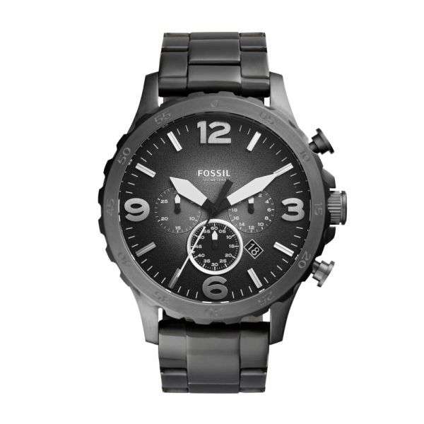 Fossil Nate Smoke Round Stainless Steel Men's Watch | JR1437