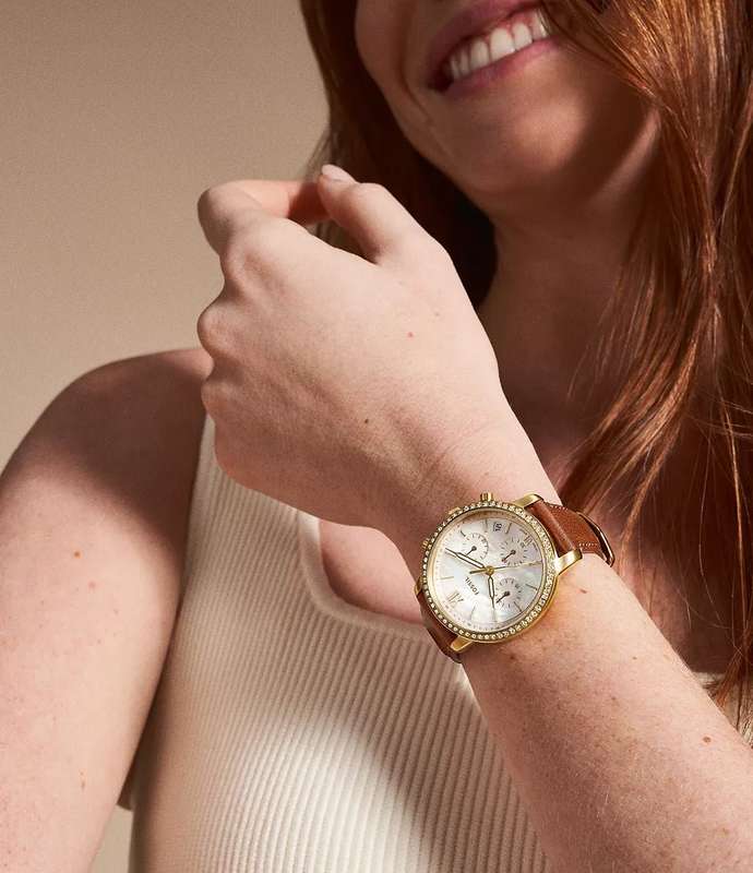 Fossil Neutra Chronograph Medium Brown Leather Woman's Watch | ES5278