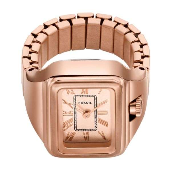 Fossil Raquel Two-Hand, Rose Gold-Tone Stainless Steel Women's Ring Watch | ES5345