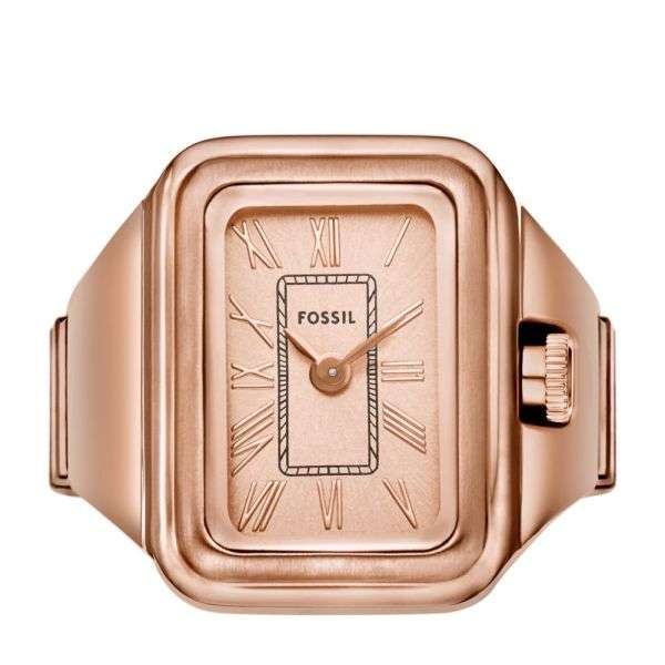 Fossil Raquel Two-Hand, Rose Gold-Tone Stainless Steel Women's Ring Watch | ES5345