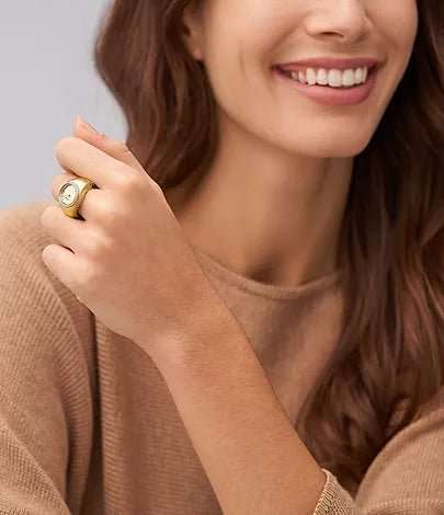 Fossil Ring Two-Hand Gold-Tone Stainless Steel Woman's Watch | ES5319