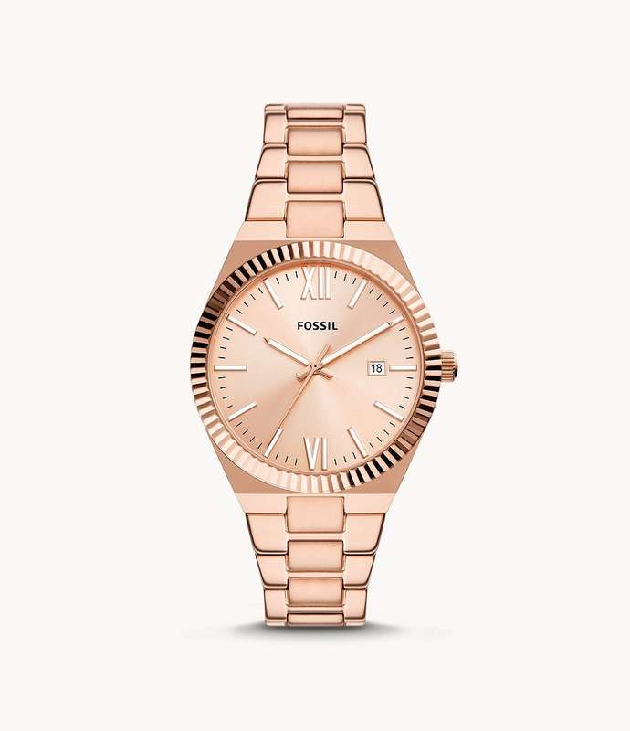 Fossil Scarlette Three-Hand Date Rose Gold-Tone Stainless Steel Women's Watch|  ES5258