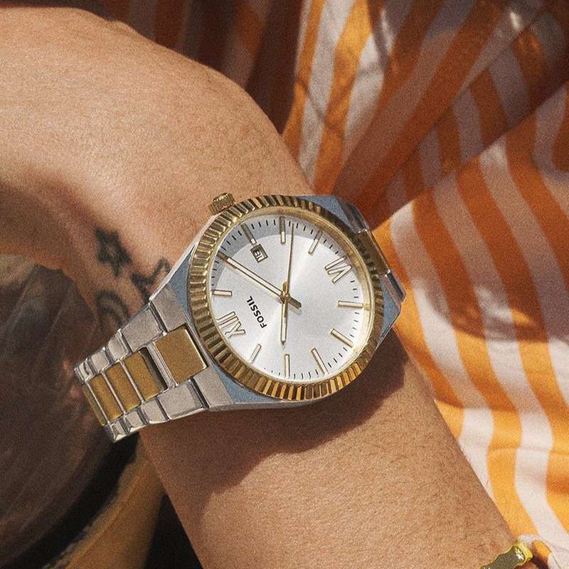 Fossil Scarlette Three-Hand Date Two-Tone Stainless Steel Women's Watch | ES5259