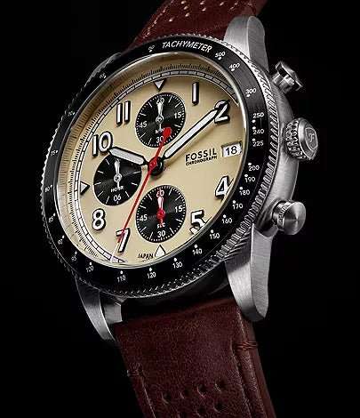 Fossil Sport Tourer Chronograph Brown LiteHide Leather Men's Watch | FS6042