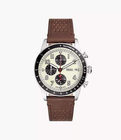 Fossil Sport Tourer Chronograph Brown LiteHide Leather Men's Watch | FS6042