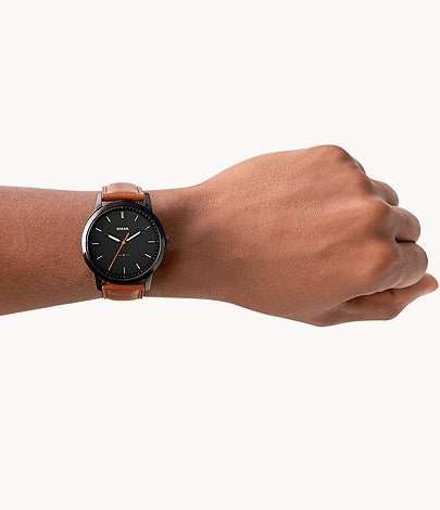 Fossil The Minimalist 3H Black Round Leather Men's Watch | FS5305