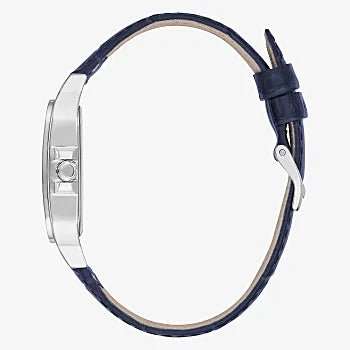 GUESS Silver Tone Case Navy Genuine Leather Woman's Watch | GW0309L1
