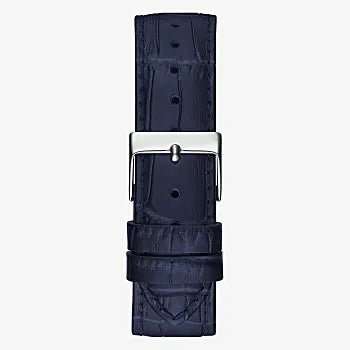 GUESS Silver Tone Case Navy Genuine Leather Woman's Watch | GW0309L1