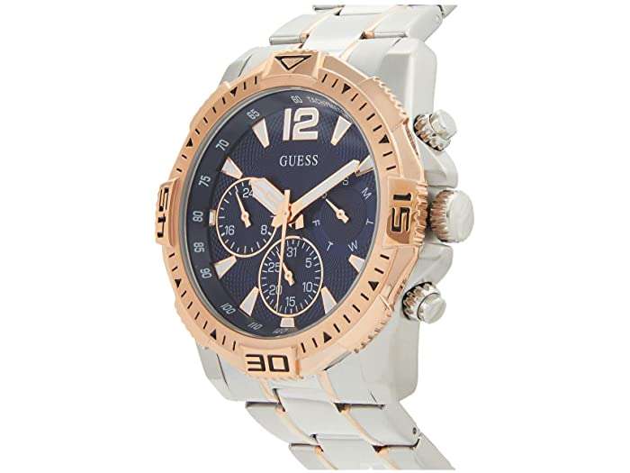 GUESS Sport Commander Pilot Silver & Rose Gold Men's Watch | GW0056G5