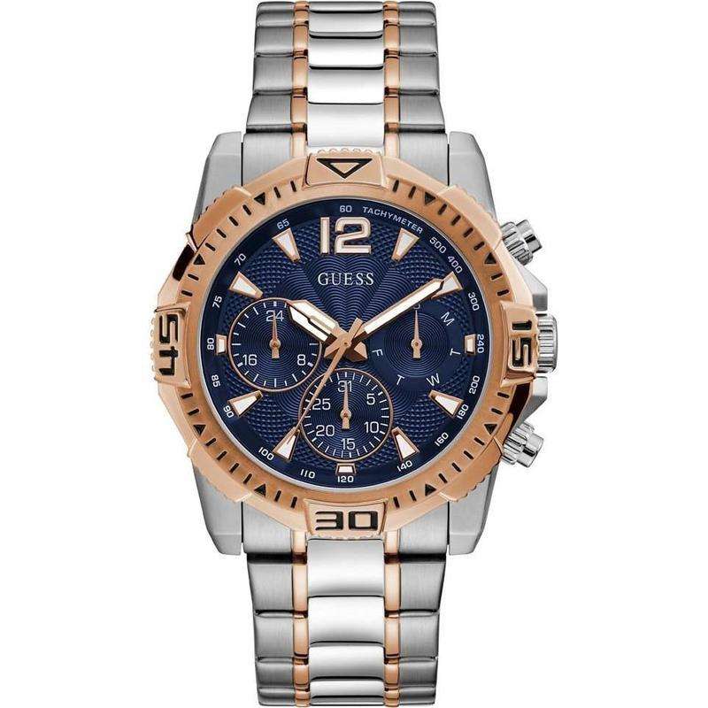 GUESS Sport Commander Pilot Silver & Rose Gold Men's Watch | GW0056G5