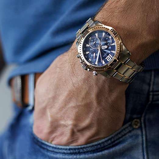 GUESS Sport Commander Pilot Silver & Rose Gold Men's Watch | GW0056G5