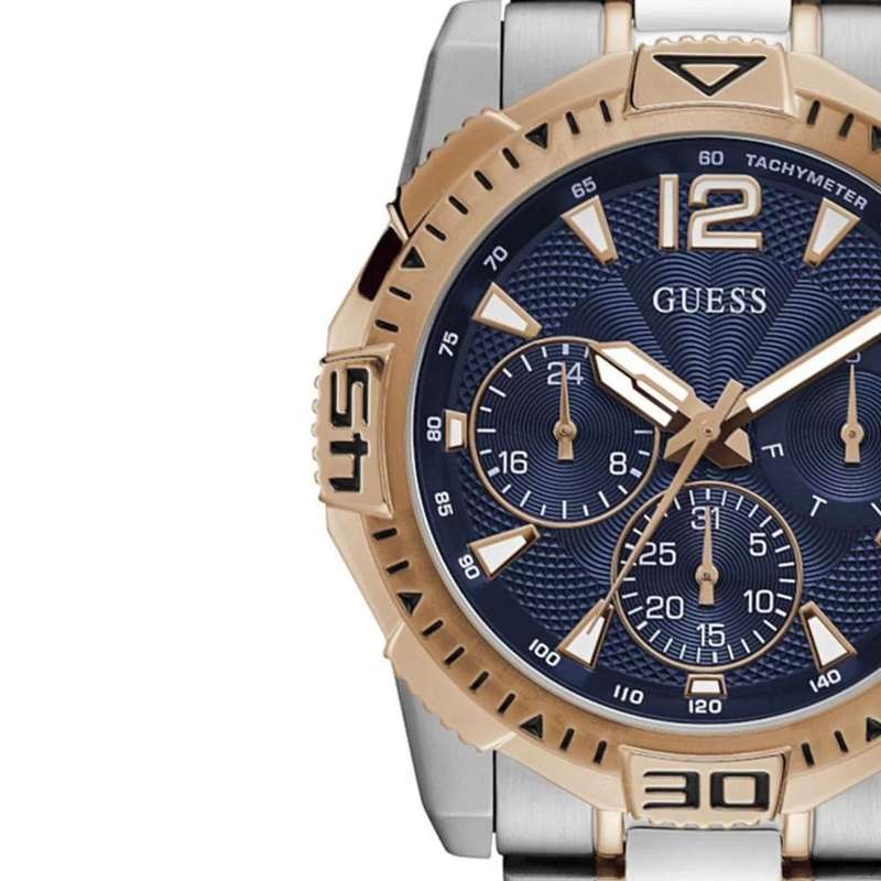 GUESS Sport Commander Pilot Silver & Rose Gold Men's Watch | GW0056G5