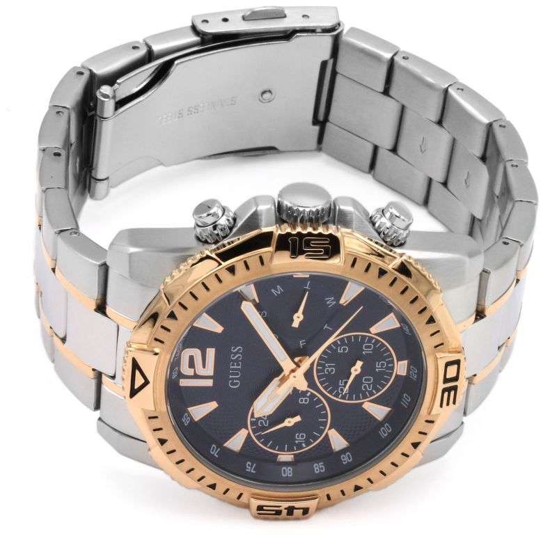 GUESS Sport Commander Pilot Silver & Rose Gold Men's Watch | GW0056G5
