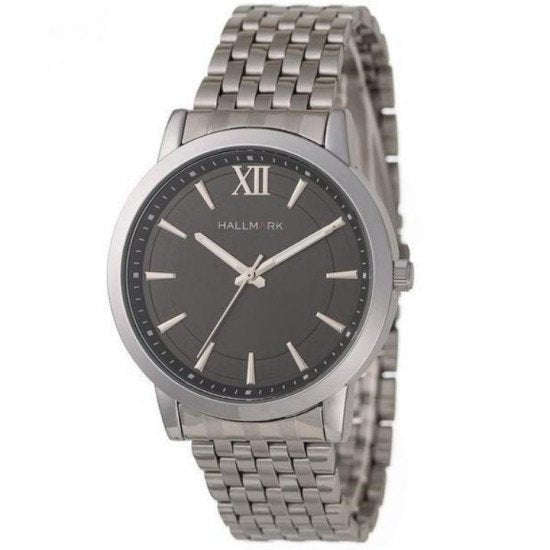 Hallmark Gents Silver Bracelet Black Dial | HF1453B