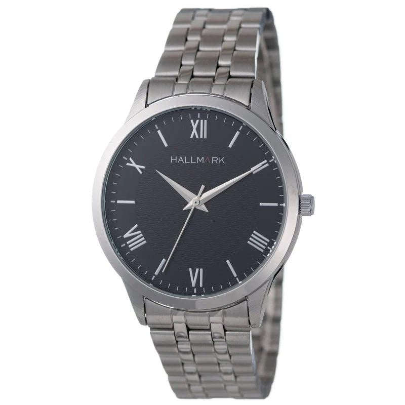 Hallmark Silver Bracelet Black Dial Men's Watch | HF1472B