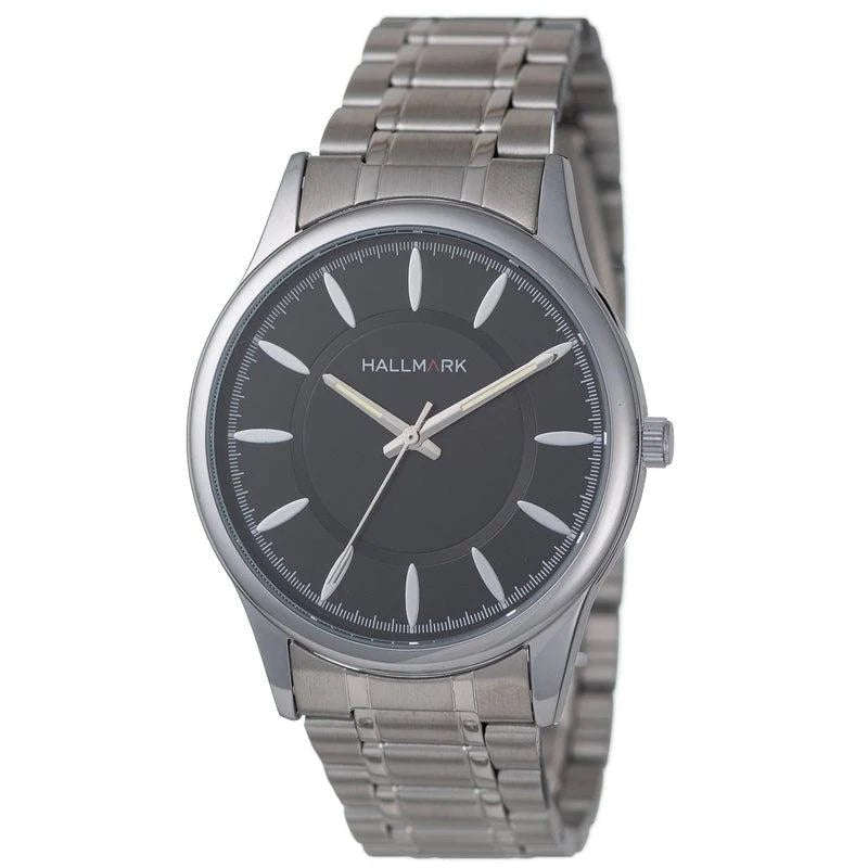 Hallmark Silver Bracelet Black Dial Men's Watch | HF1474B