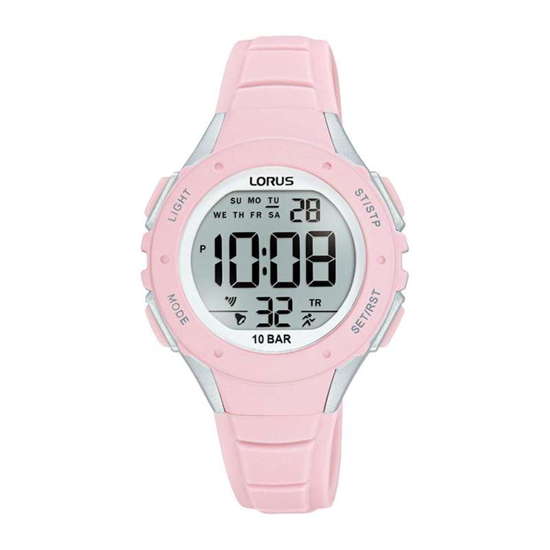 Lorus Digital Pink Silicone Strap Woman's Watch | R2367PX9