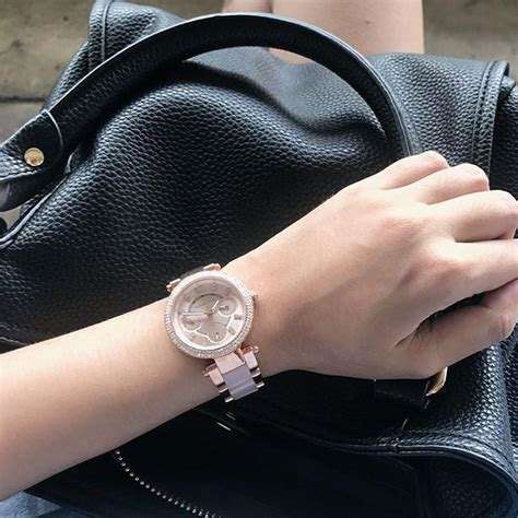 Michael Kors Parker Rose Gold Round Acetate Women's Watch | MK6110