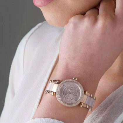 Michael Kors Parker Rose Gold Round Acetate Women's Watch | MK6110