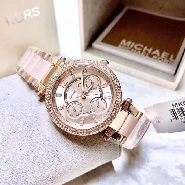 Michael Kors Parker Rose Gold Round Acetate Women's Watch | MK6110