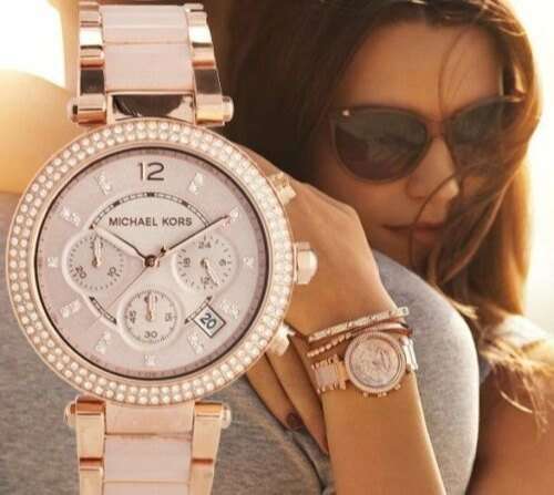 Michael Kors Parker Rose Gold Round Mixed Women's Watch - MK5896